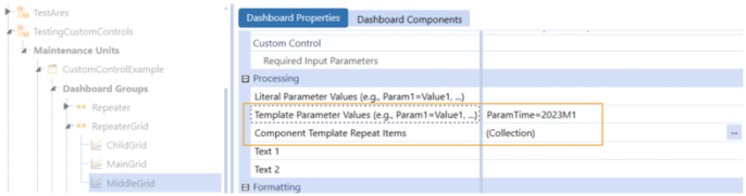 Yellow highlighted box around Template Parameter Values and Component Template Repeat Items, you will resolve the parameter without repeating it in the template parameter values.